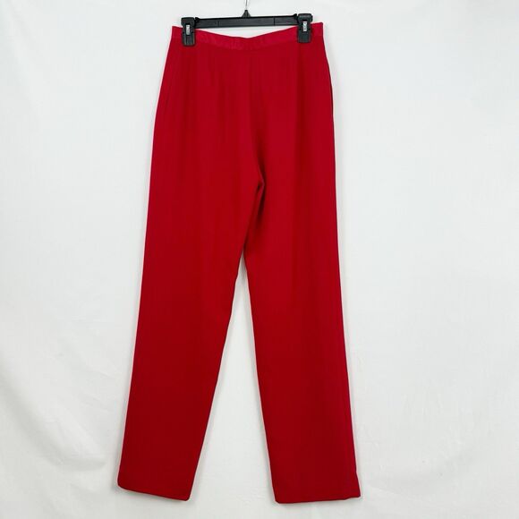Red Dress Pants Lined Women’s Size S Approx Zip Side Classic Straight Leg - Picture 2 of 13